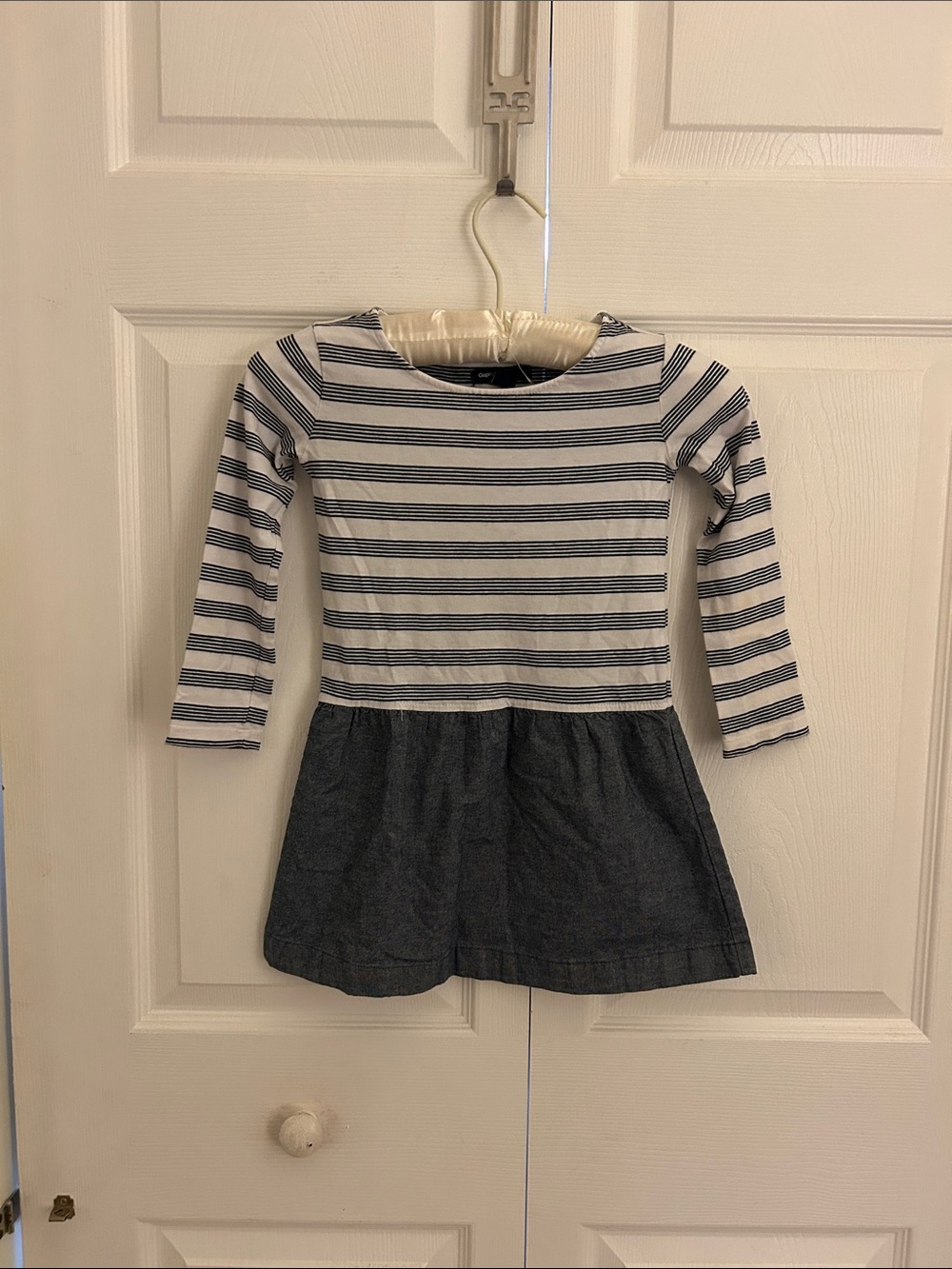 GAP Navy and White Striped Long-Sleeve Knit Dress